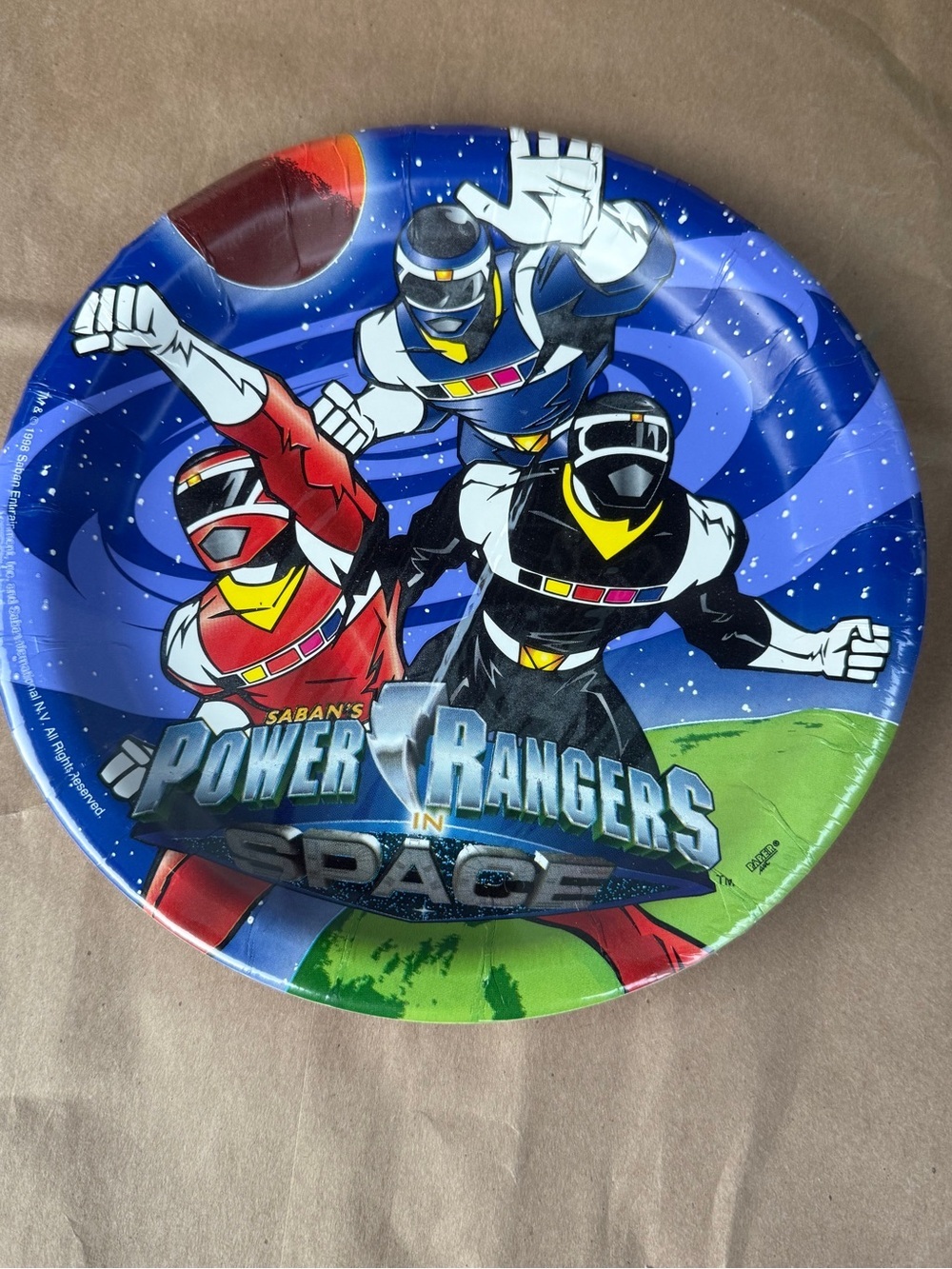 Vintage 1998 Power Rangers In Space Plates Happy Birthday Decoration NEW